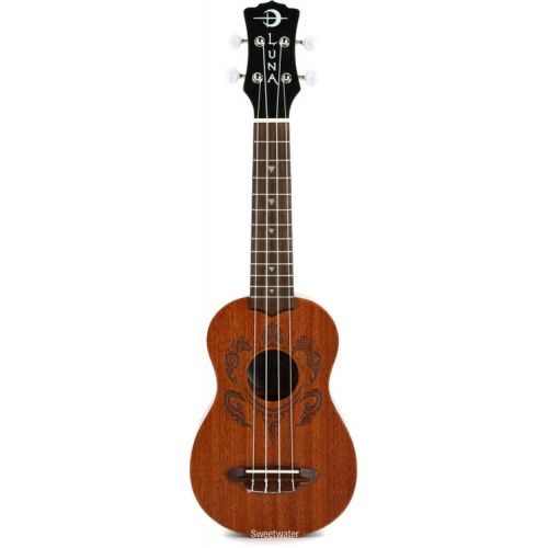  Luna Honu Tribal Turtle Soprano Ukulele - Satin Natural