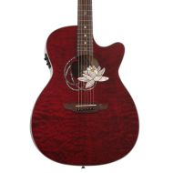Luna Flora Lotus Acoustic-electric Guitar - Transparent Shiraz Quilted Maple