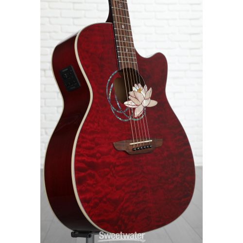  Luna Flora Lotus Acoustic-electric Guitar - Transparent Shiraz Quilted Maple