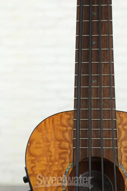  Luna Quilted Ash Ukulele Bari-Bass - Satin Natural