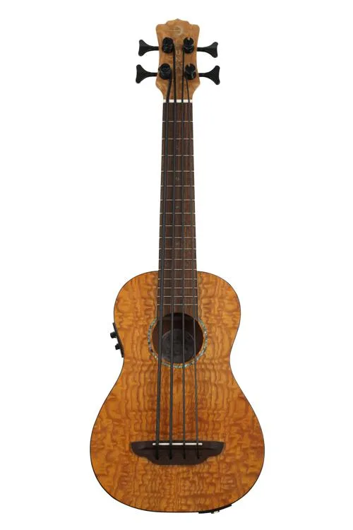  Luna Quilted Ash Ukulele Bari-Bass - Satin Natural