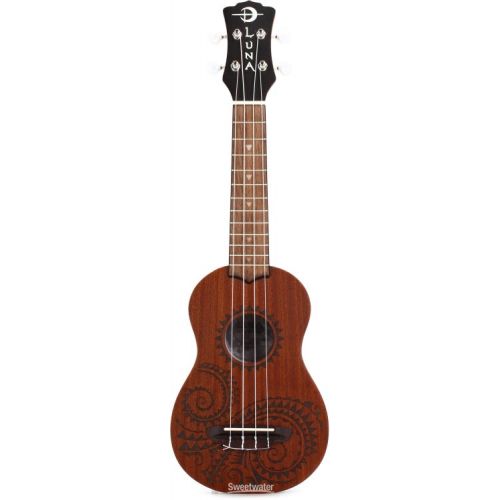  Luna Tattoo Mahogany Soprano Ukulele - Satin Natural