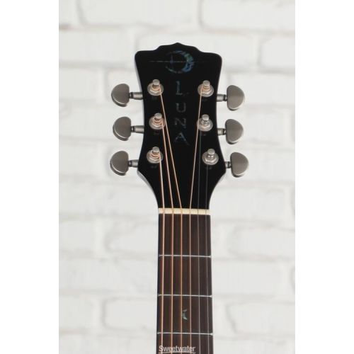  Luna Fauna Dragon Acoustic-electric Guitar - Classic Black with Abalone Dragon & Crescent Moon