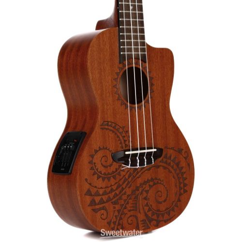  Luna Tattoo Mahogany Acoustic-electric Concert Ukulele - Satin Natural