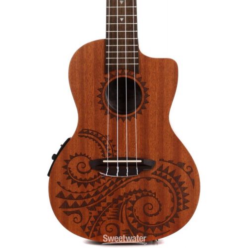  Luna Tattoo Mahogany Acoustic-electric Concert Ukulele - Satin Natural