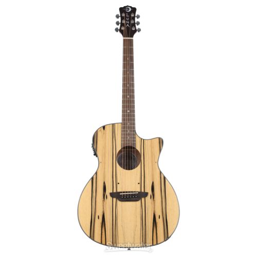  Luna Gypsy Exotic Black and White Ebony, Grand Concert Acoustic-Electric Guitar Essentials Bundle - Gloss Natural