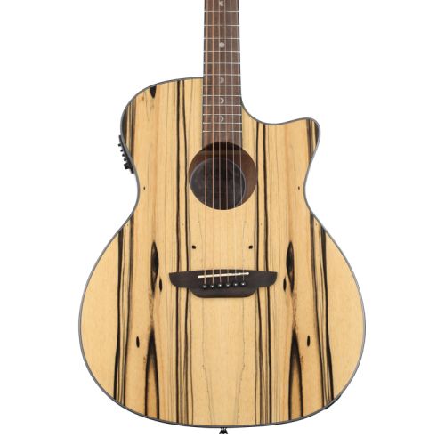  Luna Gypsy Exotic Black and White Ebony, Grand Concert Acoustic-Electric Guitar Essentials Bundle - Gloss Natural