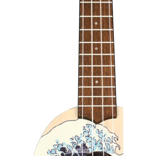  Luna Great Wave Pineapple Soprano Ukulele - Great Wave Graphic