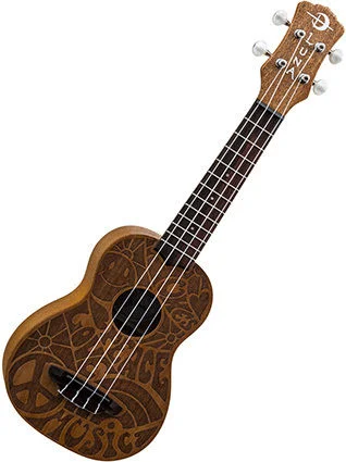  Luna Love Music Peace Soprano Ukulele - Satin Natural