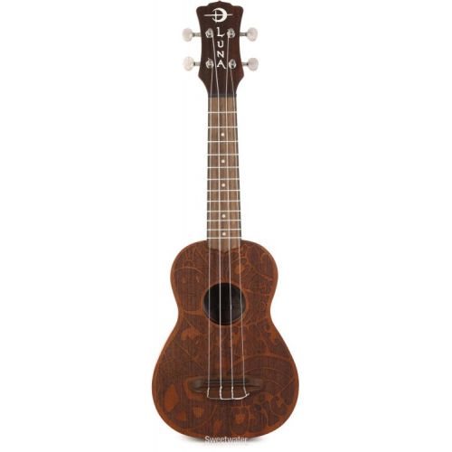  Luna Love Music Peace Soprano Ukulele - Satin Natural