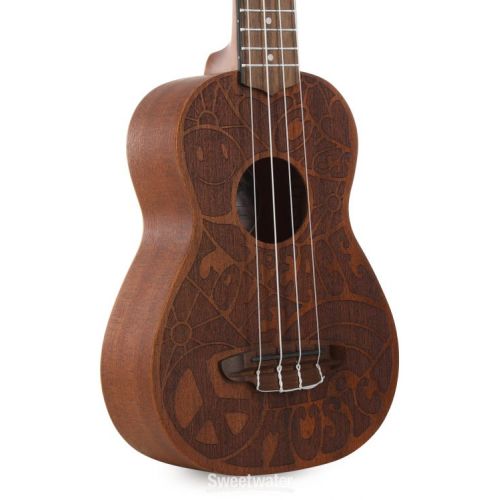  Luna Love Music Peace Soprano Ukulele - Satin Natural