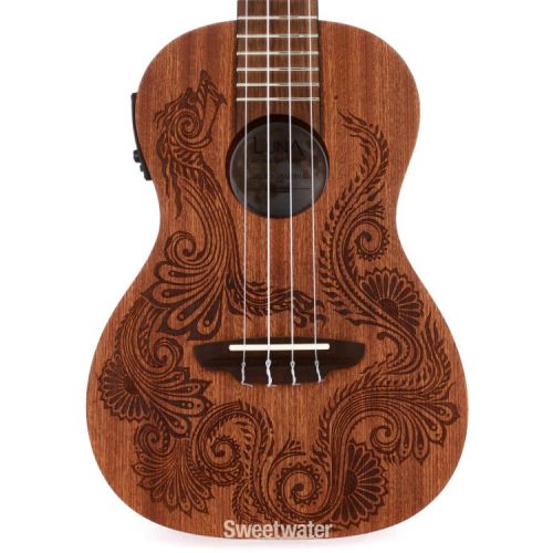  Luna Henna Dragon Mahogany Concert Ukulele - Natural