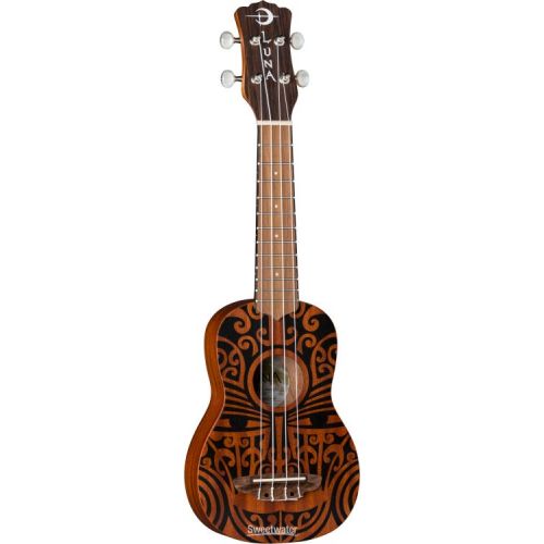  Luna Tribal Mahogany Soprano Ukulele - Satin Natural