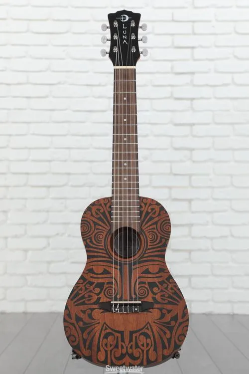  Luna Tribal Mahogany 6-String Baritone Ukulele - Satin Natural Demo