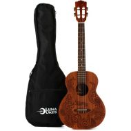 Luna Henna Dragon Mahogany Baritone Ukulele - Natural