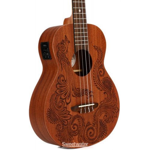  Luna Henna Dragon Mahogany Baritone Ukulele - Natural