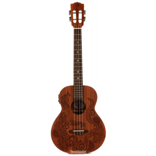  Luna Henna Dragon Mahogany Baritone Ukulele - Natural