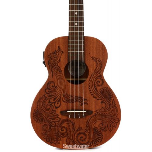  Luna Henna Dragon Mahogany Baritone Ukulele - Natural