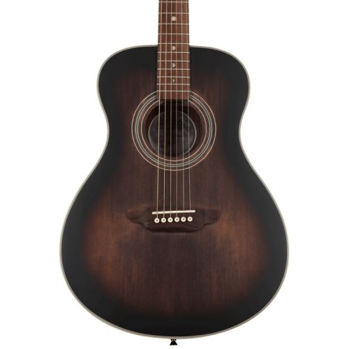  Luna Art Vintage Folk Acoustic Guitar Essentials Bundle - Distressed Vintage Brownburst