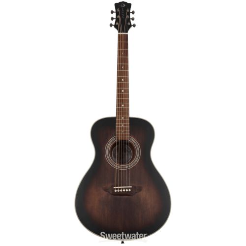  Luna Art Vintage Folk Acoustic Guitar Essentials Bundle - Distressed Vintage Brownburst
