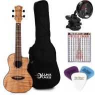 Luna High Tide Exotic Mahogany Concert Ukulele Essentials Bundle - Satin Natural