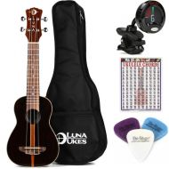 Luna Ziricote Soprano Ukulele Essentials Bundle - Gloss Natural