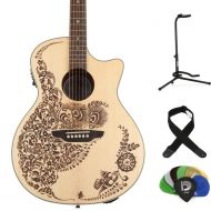 Luna Henna Oasis, Select Spruce Acoustic-Electric Guitar Essentials Bundle - Open Pore Natural