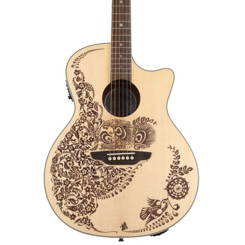  Luna Henna Oasis, Select Spruce Acoustic-Electric Guitar Essentials Bundle - Open Pore Natural