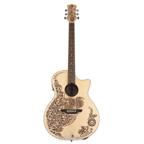  Luna Henna Oasis, Select Spruce Acoustic-Electric Guitar Essentials Bundle - Open Pore Natural