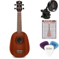 Luna Vintage Mahogany Pineapple Soprano Ukulele Essentials Bundle - Satin Natural