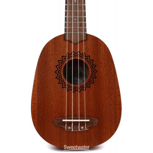  Luna Vintage Mahogany Pineapple Soprano Ukulele Essentials Bundle - Satin Natural