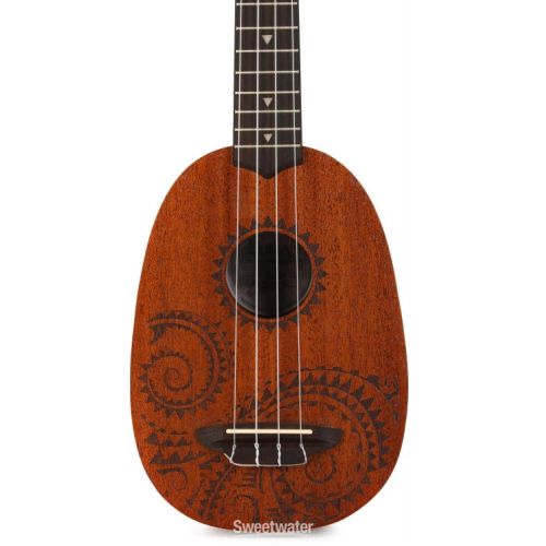  Luna Tattoo Mahogany Pineapple Soprano Ukulele - Satin Natural