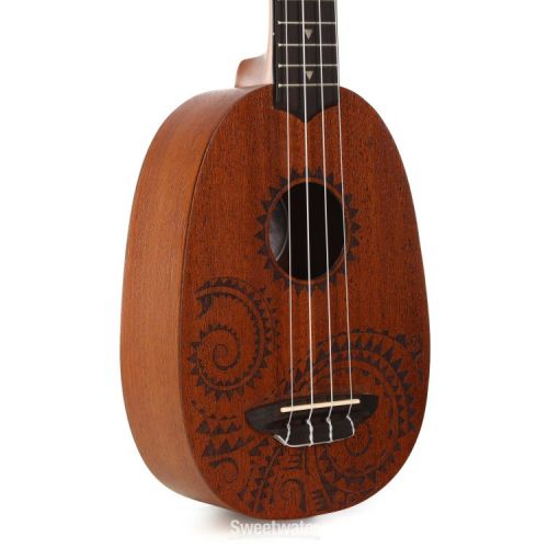  Luna Tattoo Mahogany Pineapple Soprano Ukulele - Satin Natural