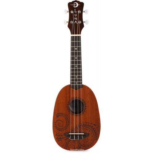  Luna Tattoo Mahogany Pineapple Soprano Ukulele - Satin Natural