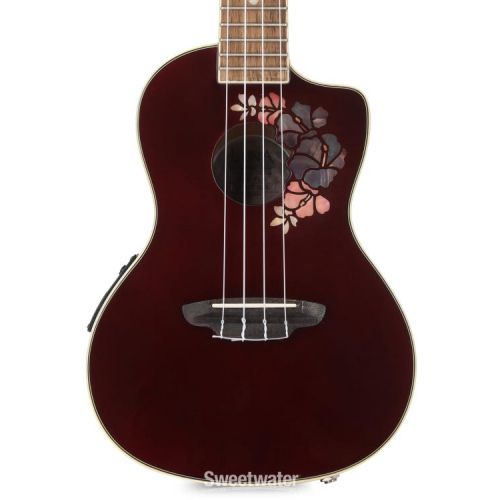  Luna Flora Concert Ukulele - Transparent Merlot