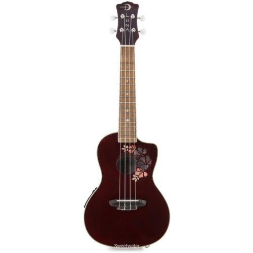  Luna Flora Concert Ukulele - Transparent Merlot