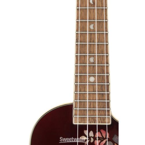  Luna Flora Concert Ukulele - Transparent Merlot