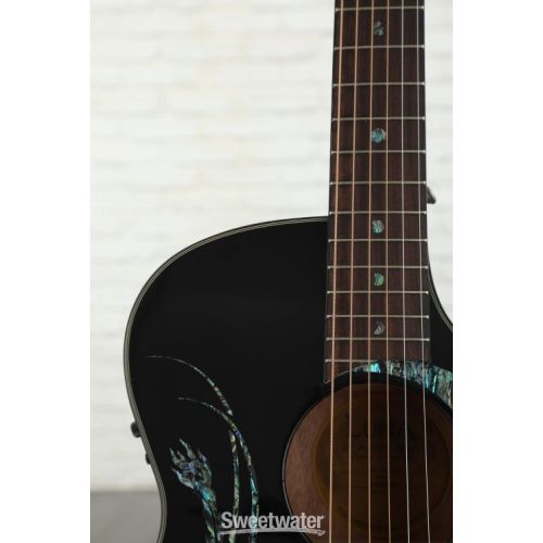  Luna Fauna Phoenix Acoustic-electric Guitar - Classic Black with Abalone Phoenix & Crescent Moon