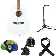 Luna Aurora Borealis 3/4-Size Acoustic Guitar Essentials Bundle - White Sparkle
