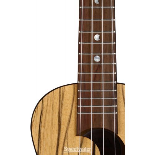  Luna Crescent Black and White Ebony Concert Ukulele - Natural