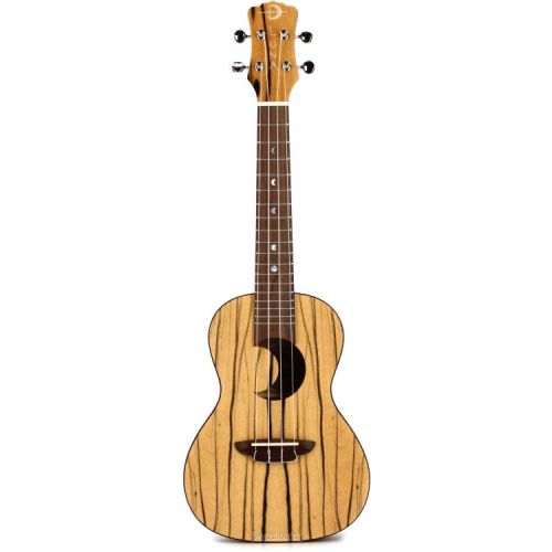  Luna Crescent Black and White Ebony Concert Ukulele - Natural