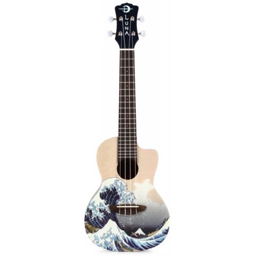  Luna Great Wave Concert Ukulele Essentials Bundle - Great Wave Graphic