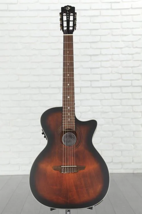  Luna Art Vintage Nylon String Acoustic-electric Guitar - Distressed Brown Burst