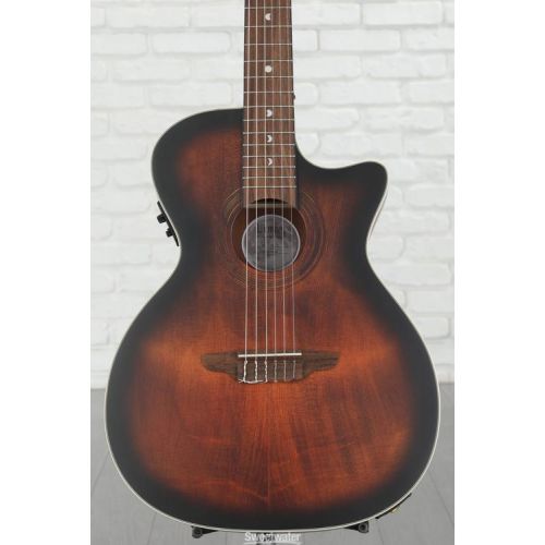  Luna Art Vintage Nylon String Acoustic-electric Guitar - Distressed Brown Burst