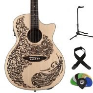 Luna Henna Paradise, Select Spruce Acoustic-Electric Guitar Essentials Bundle - Open Pore Natural