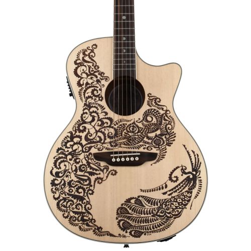  Luna Henna Paradise, Select Spruce Acoustic-Electric Guitar Essentials Bundle - Open Pore Natural