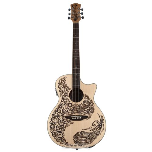 Luna Henna Paradise, Select Spruce Acoustic-Electric Guitar Essentials Bundle - Open Pore Natural