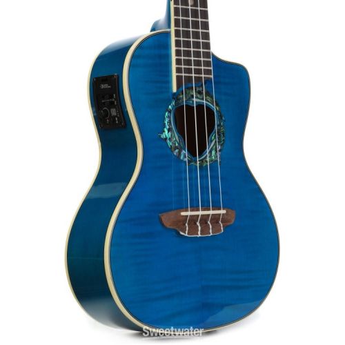  Luna Dolphin Flamed Maple Concert Ukulele - Transparent Blue