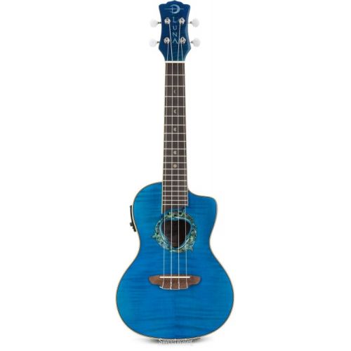  Luna Dolphin Flamed Maple Concert Ukulele - Transparent Blue