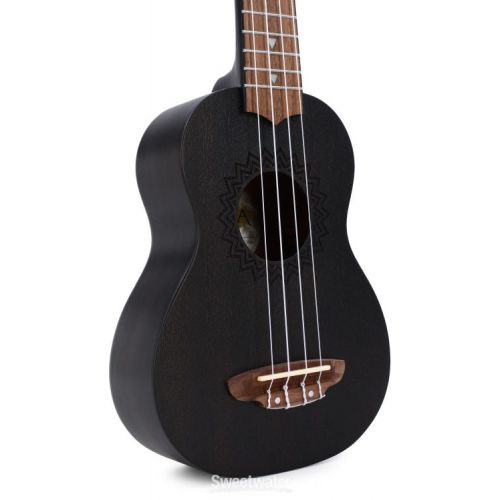  Luna Vintage Mahogany Soprano Ukulele - Black Satin